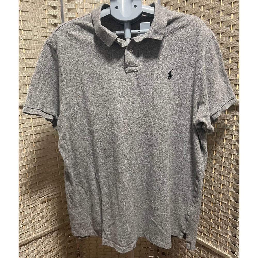 Polo Ralph Lauren Mens XXL Custom Slim Fit Gray Short Sleeve Pique Polo Shirt